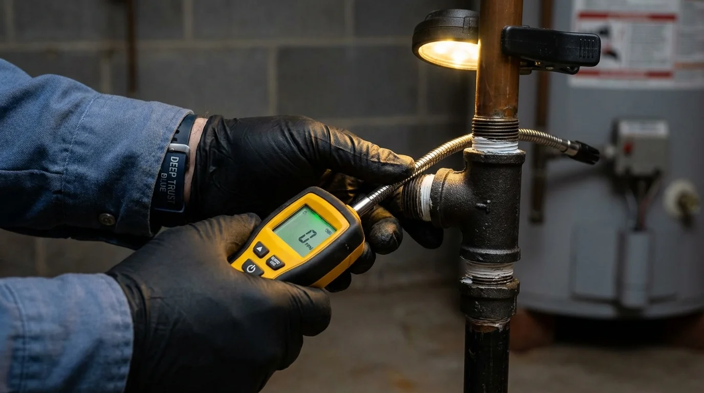 Gas leak detection with electronic sniffer by Johns Plumbing LLC in Dunn Loring