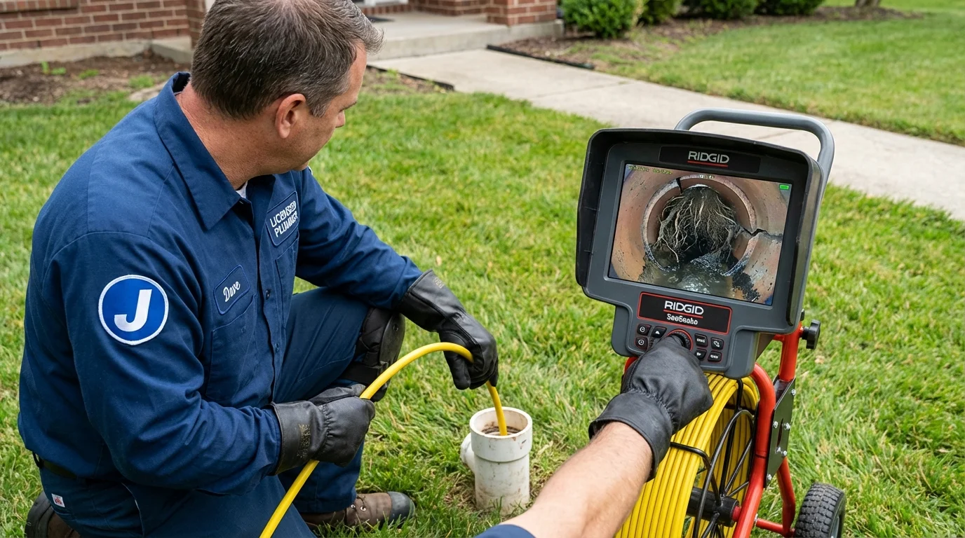 Sewer camera inspection being performed by Johns Plumbing LLC in Dunn Loring